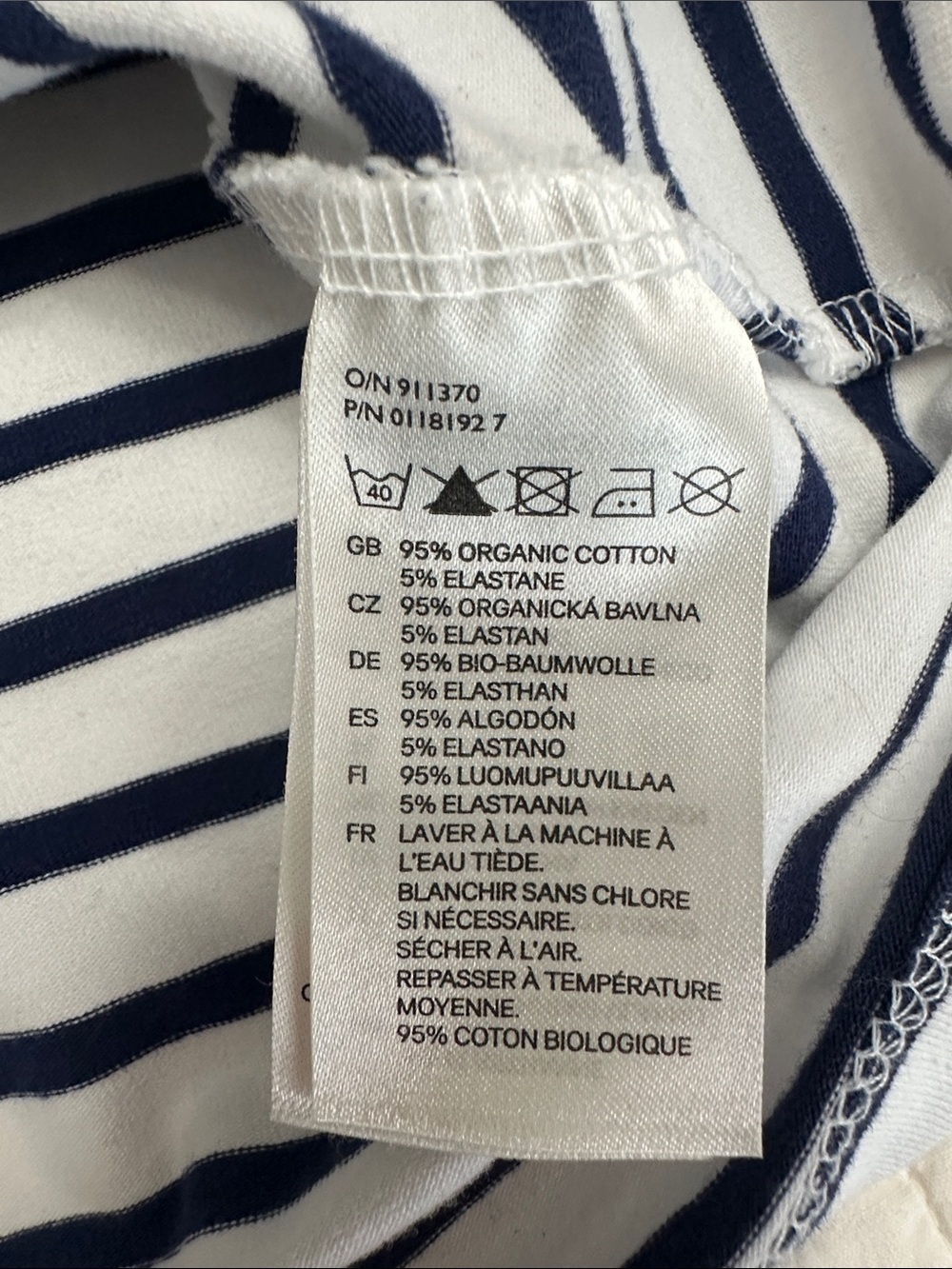 Organic Cotton Medium Tank Striped Navy White Tank Top Women's Casual Scoop Neck - Picture 3 of 6